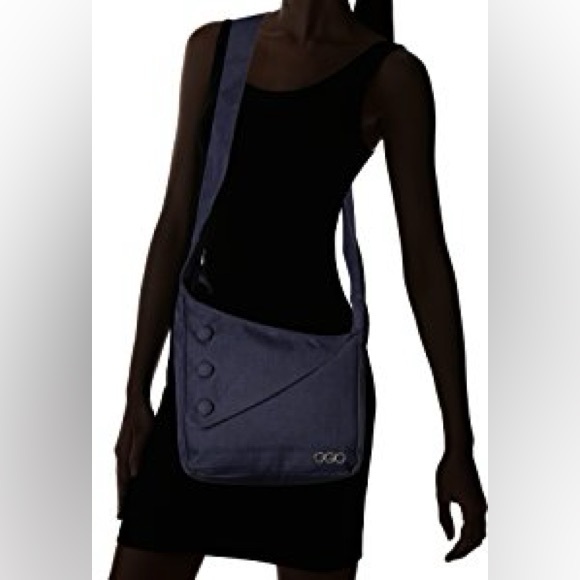 Ogio Brooklyn Women's Tablet Purse Navy Blue Canvas Crossbody Button Zipper - Picture 12 of 12